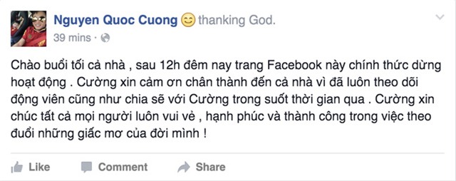 Cường Đô La tuyên bố đồng loạt đóng cửa Facebook và Instagram - Ảnh 1.