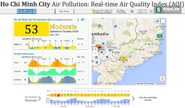 Chỉ số AQI ở Thành phố Hồ Chí Minh ngày 26/04/2016 là 53.