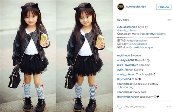 Vẻ dễ thương và sành mốt của bé khiến nhiều người không khỏi trầm trồ kinh ngạc.