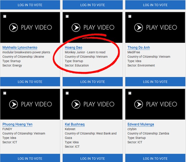 Và sản phẩm của anh cùng một số dự án khác của Việt Nam đang cạnh tranh tấm vé vào Chung kết cuộc thi Sáng kiến toàn cầu của Mỹ.