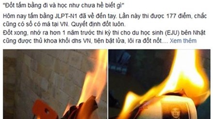 Hình ảnh đốt bằng du học Nhật được Hung đăng trên trang cá nhân mới đây