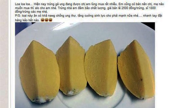 Một tin rao bán trứng gà ung được đăng tải trên mạng xã hội