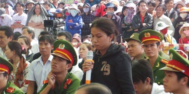 Bà Trần Thị Trinh - dì ruột của Nguyễn Hải Dương, tại phiên xét xử sơ thẩm.