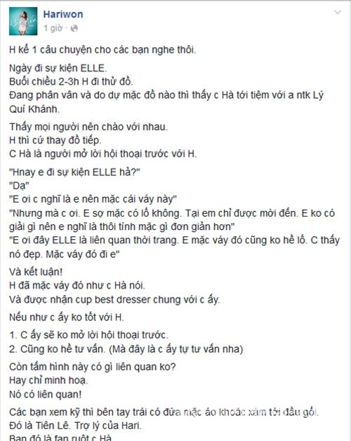 Hari Won lên tiếng sau sự cố bị Hà Hồ ngó lơ trên sân khấu 0