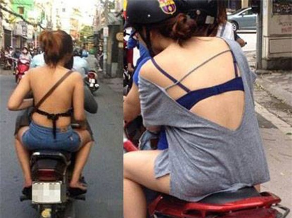 thiếu nữ ăn mặc hở hang trên đường phố Hà Nội