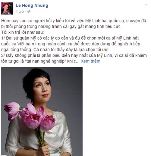 Hong Nhung: 'Che My Linh hat Quoc ca la co y vui dap' hinh anh 1