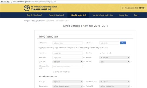 hom nay, ha noi chinh thuc tuyen sinh lop 1 truc tuyen - 1