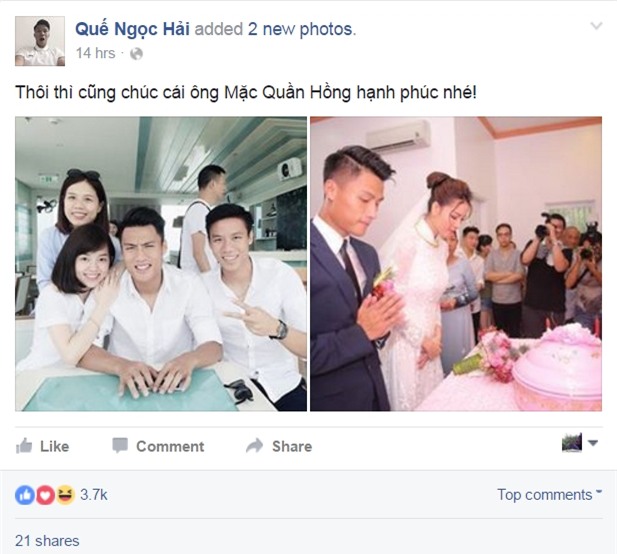 Quế Ngọc Hải khốn đốn vì facebook giả đăng ảnh đám hỏi Mạc Hồng Quân - Kỳ Hân - Ảnh 1.