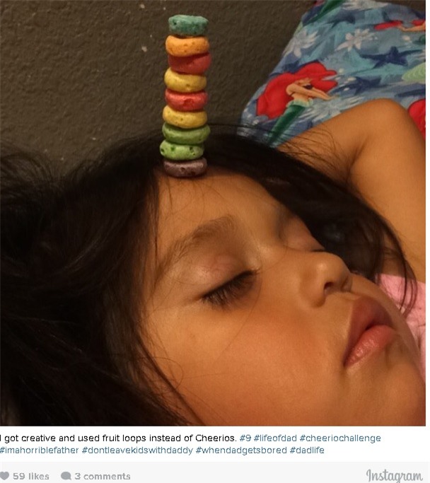 các ông bố, thách thức, xếp bánh, CheerioChallenge,