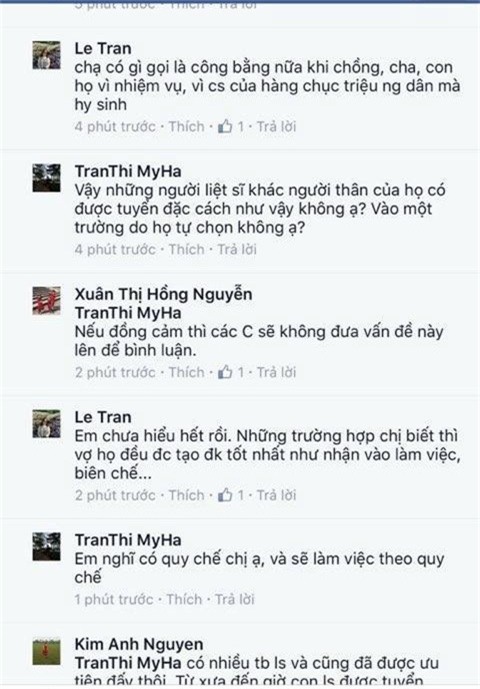 Ý kiến của giáo viên Hà đã vấp phải sự không đồng tình của không ít người. Ảnh chụp màn hình