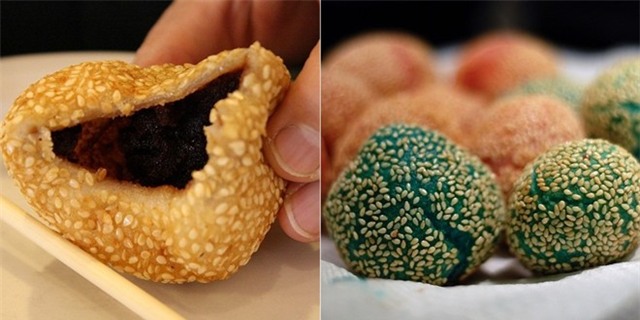 Jin Deui (Bánh rán vừng): Với nhân đậu đỏ hoặc đậu đen và vỏ ngoài nhiều màu rực rỡ, Jin Deui là món ăn chơi thú vị của Hong Kong.