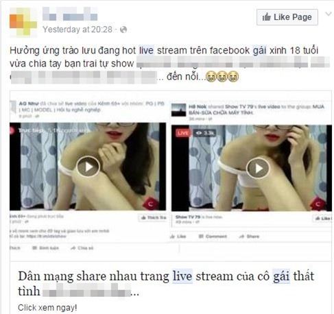 Nhiều người mất tài khoản vì xem các clip sex được live stream trực tiếp trên facebook - Ảnh 1.