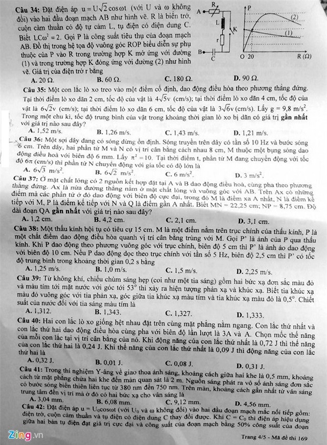 Bai giai, de thi mon Vat ly THPT quoc gia 2016 hinh anh 5