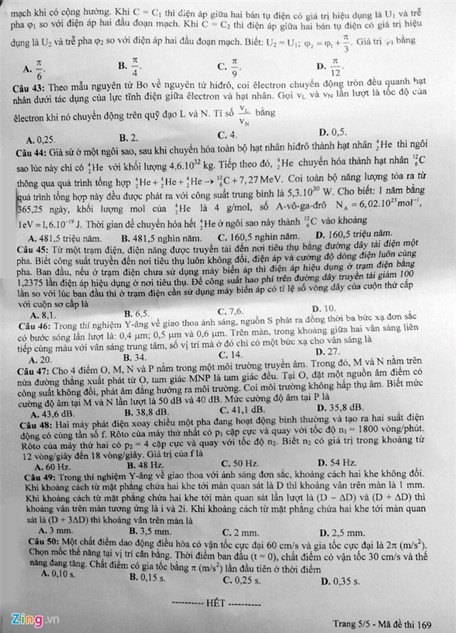 Bai giai, de thi mon Vat ly THPT quoc gia 2016 hinh anh 6