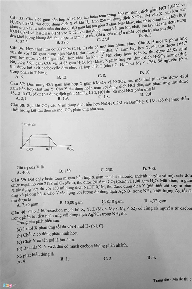 Bai giai, de thi mon Hoa hoc THPT quoc gia 2016 hinh anh 5