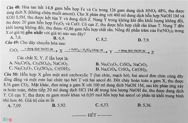 Bai giai, de thi mon Hoa hoc THPT quoc gia 2016 hinh anh 7