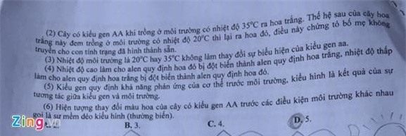 Bai giai, de thi mon Sinh hoc THPT quoc gia 2016 hinh anh 9