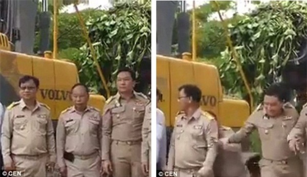 Đang chụp ảnh, quan chức Thái Lan bị máy xô ngã, chèn lên chân - Ảnh 3.