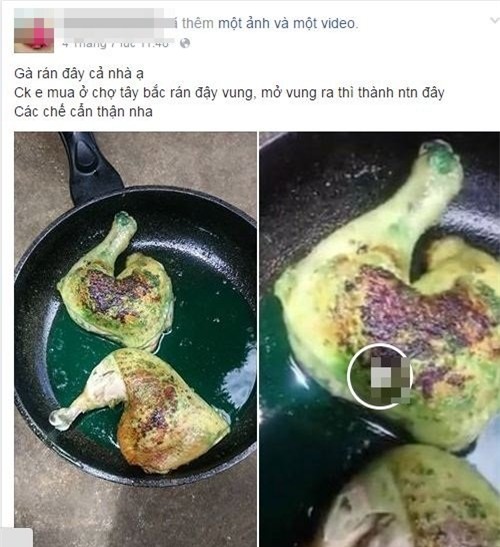 Kinh hãi đùi gà mua về chuyển màu xanh như nước sơn - Ảnh 1.
