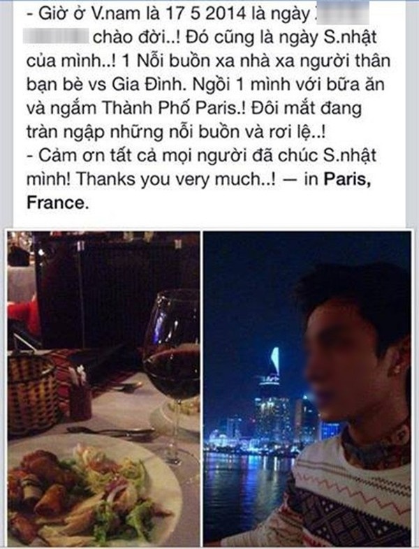 Anh chàng đăng ảnh nói rằng mình đang 1 mình ở Paris ăn sinh nhật nhưng tòa nhà Bitexco lại