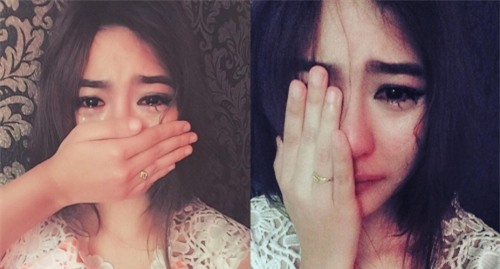 Bất ngờ với gương mặt thật của cô gái vừa che mặt vừa khóc - Ảnh 2.