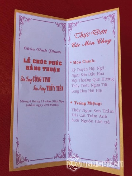 Thực đơn đám cưới sao Việt  3
