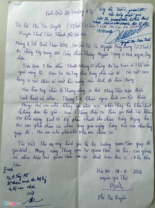 Me co gai bi chong tuoi xang dot gui thu den Bo truong Y te hinh anh 3