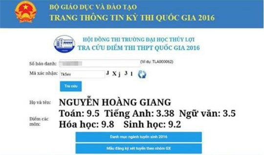 Điểm số chênh lệch giữa các môn tự nhiên và môn xã hội của Hoàng Giang.