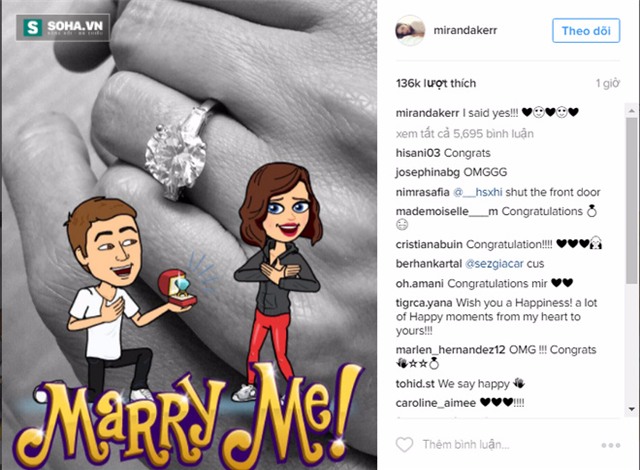 Thiên thần Victorias Secret Miranda Kerr đính hôn với tỉ phú  - Ảnh 1.