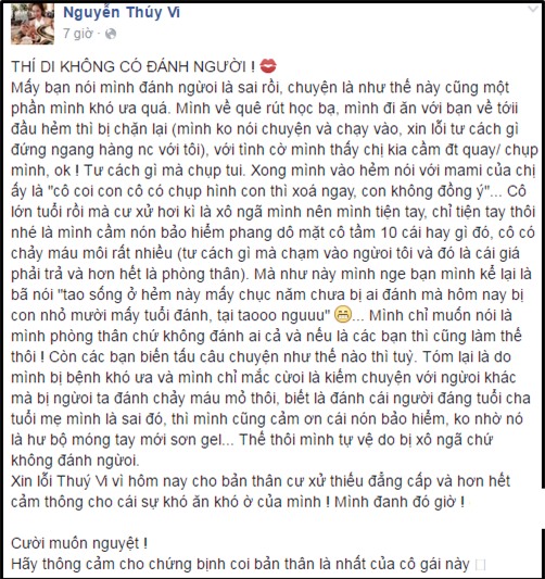 Lộ clip đánh người lớn, Thúy Vi giải thích: Mình chỉ tiện tay cầm nón bảo hiểm đánh cô tầm 10 cái - Ảnh 3.