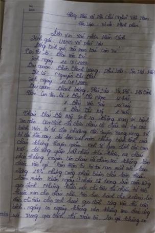 Lá đơn cầu cứu của gia đình chị Thu gửi báo Dân trí và các nhà hảo tâm