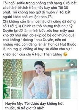 A hau Huyen My bi to lam tre chuyen bay 30 phut hinh anh 1