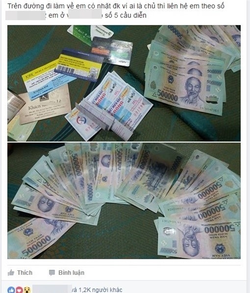 Nhat duoc cua roi dang tin len mang: Viec tot hay cau like? hinh anh 1