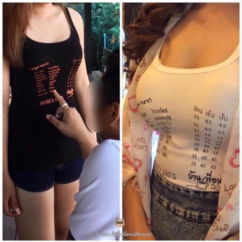 In thực đơn lên ngực áo nhân viên: Khách đỏ con mắt - Ảnh 1.