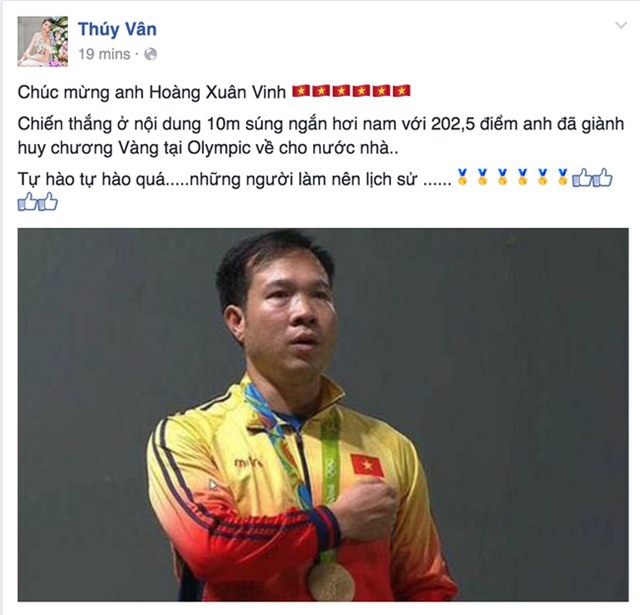 Sao Việt vỡ òa cảm xúc trước chiến thắng của anh Hoàng Xuân Vinh tại Olympic - Ảnh 4.