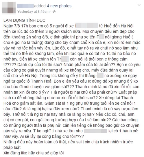 Cô gái bị sàm sỡ trên xe khách: Ăn mặc mát mẻ không phải là cái tội! - Ảnh 1.