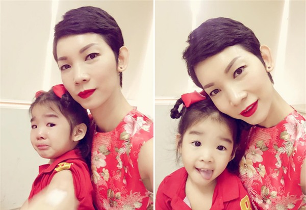 Biểu cảm quay ngoắt 180 độ của con gái Xuân Lan trước và sau khi tiêm chủng khiến fan thích thú.