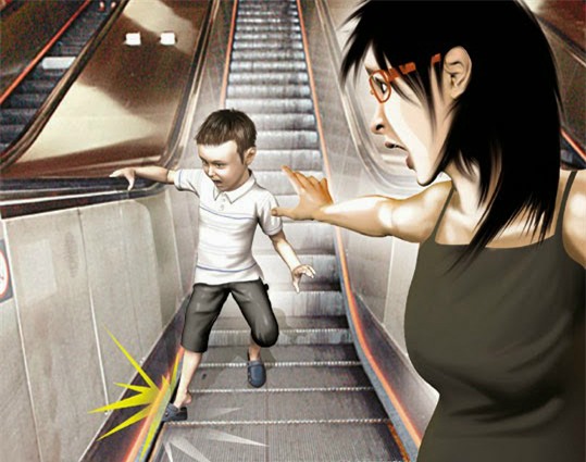 Đừng chủ quan với những khe hở trên thang cuốn.