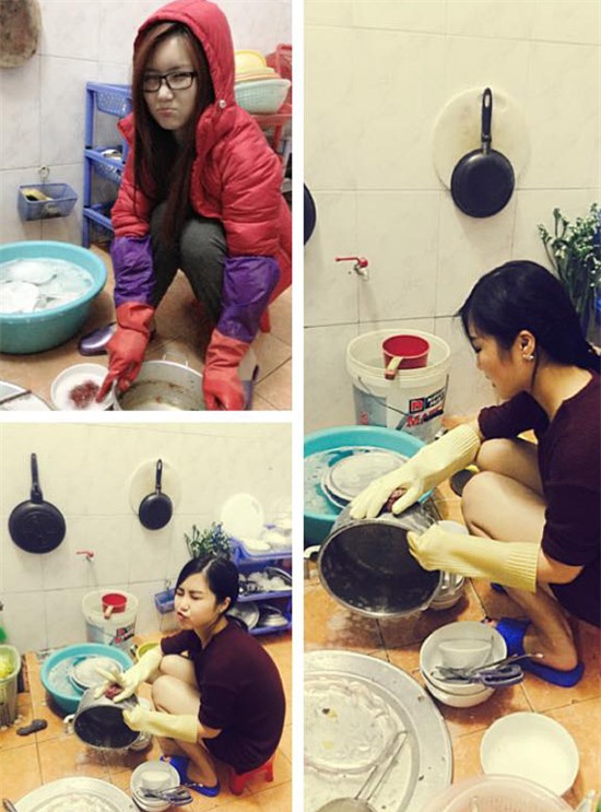 Bỏ lại váy áo trên thảm đỏ, sao Việt đi bưng bê, cọ rửa chén bát.... - Ảnh 12.