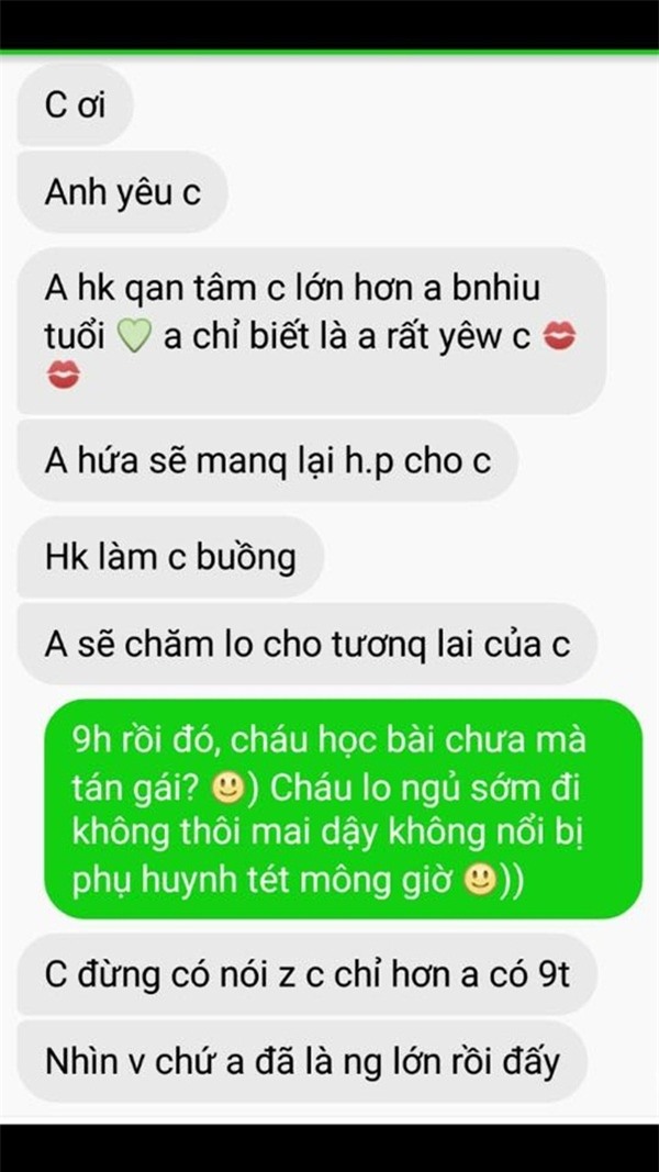 Đoạn hội thoại củacậu thiếu niên và cô gái. (Ảnh: Internet)