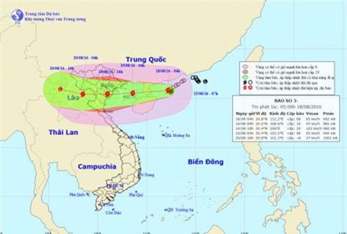 bao so 3 giat cap 14, huong thang vao cac tinh quang ninh den nghe an hinh 0