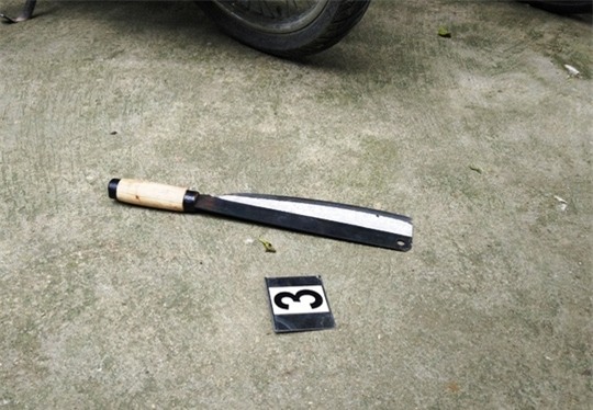 Con dao sắc lẹm được nhóm thanh niên ném vào trong nhà ông Đỉnh