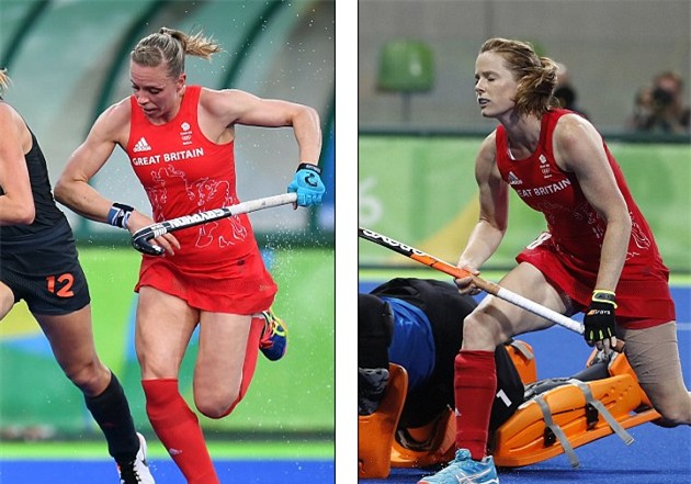 Kate (trái) và Helen Richardson-Walsh cũng trở thành cặp vợ chồng đồng tính nữ đầu tiên giành HCV Olympic