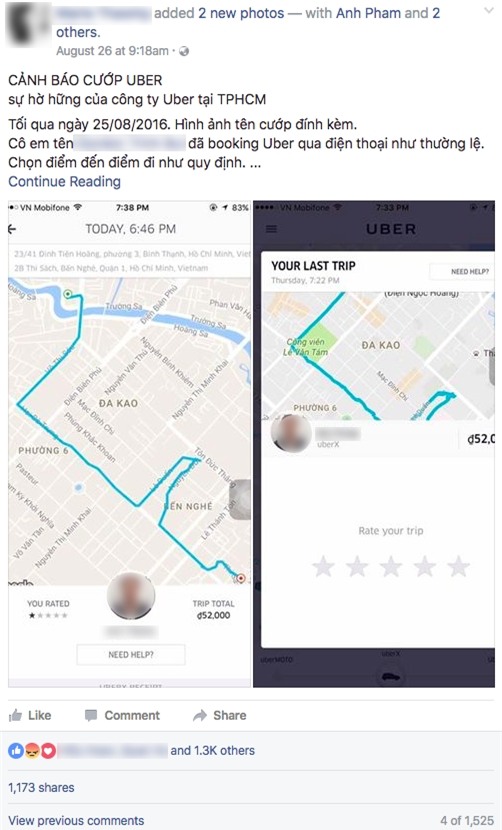 Nữ hành khách mang bầu ở Sài Gòn bị tài xế Uber dùng vật nhọn uy hiếp, cuớp tài sản - Ảnh 1.
