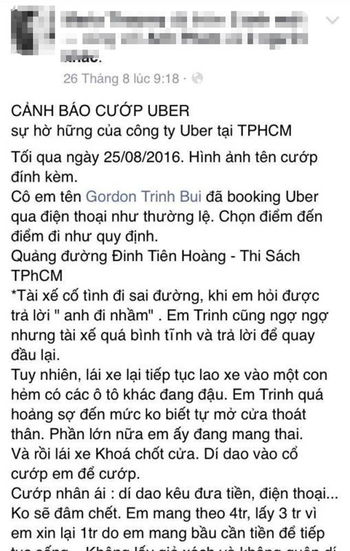 Lời khai của tài xế Uber cướp tiền thai phụ tại Sài Gòn - Ảnh 3.