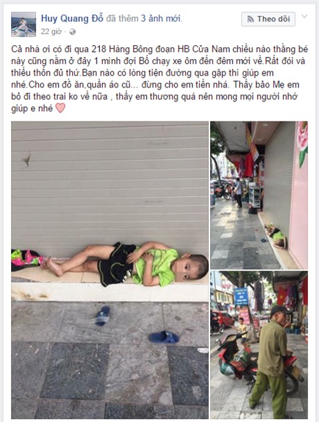 Em bé 4 tuổi nằm vạ vật trên vỉa hè chờ bố chạy xe ôm - Ảnh 1.