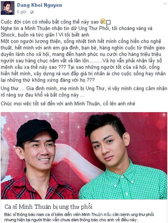 Sao Việt sốc trước tin Minh Thuận ung thư 1