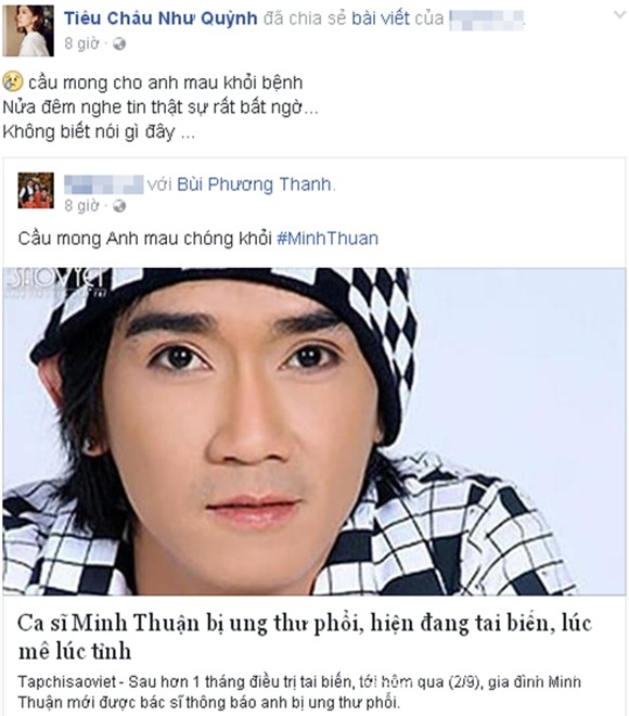 Sao Việt sốc trước tin Minh Thuận ung thư 0
