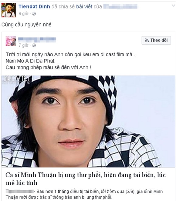 Sao Việt sốc trước tin Minh Thuận ung thư 1