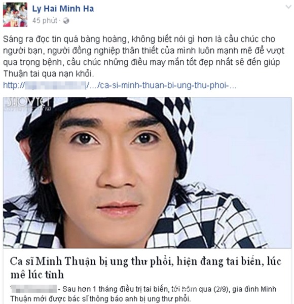 Sao Việt sốc trước tin Minh Thuận ung thư 0